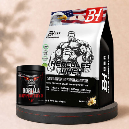 Hercules Whey 3KG + FREE Gorilla Crazy Pump Orange | All Flavours