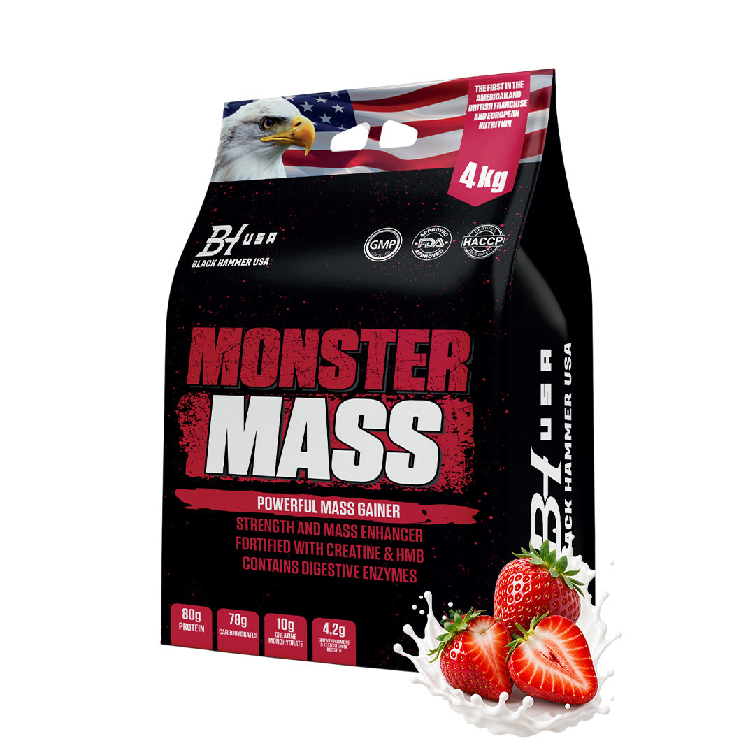 Monster Mass Gainer 4KG Strawberry + Free Gift