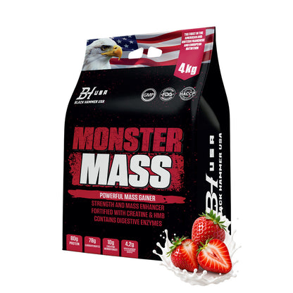 Monster Mass Gainer 4KG Strawberry + Free Gift