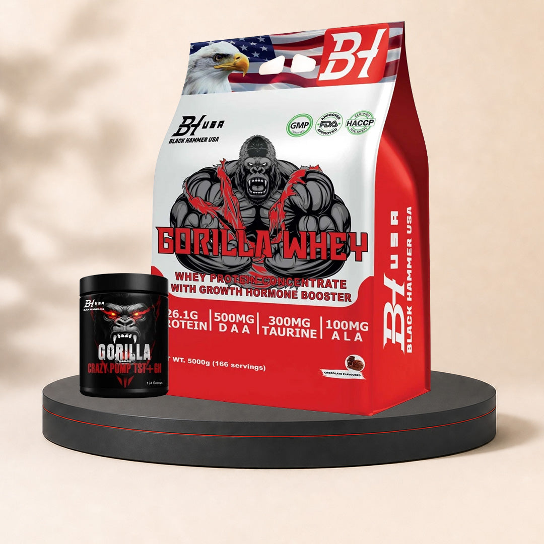 Gorilla Whey Protein 5KG Chocolate + Gorilla Crazy Pump TST