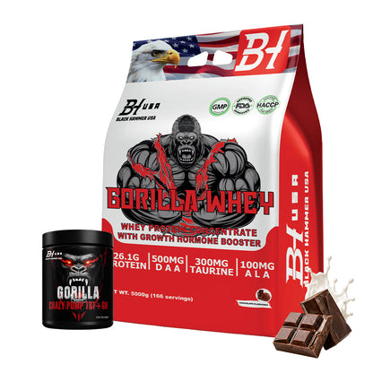 Gorilla Whey Protein 5KG Chocolate + Gorilla Crazy Pump TST
