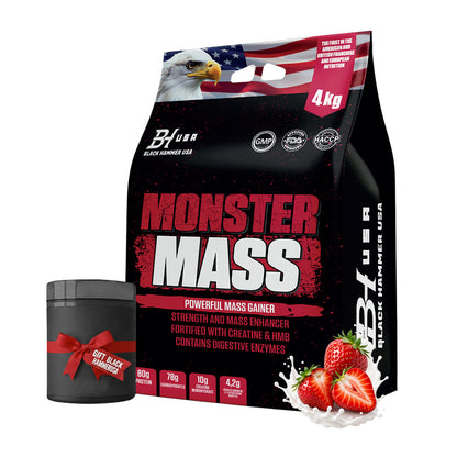 Monster Mass Gainer 4KG Strawberry + Free Gift