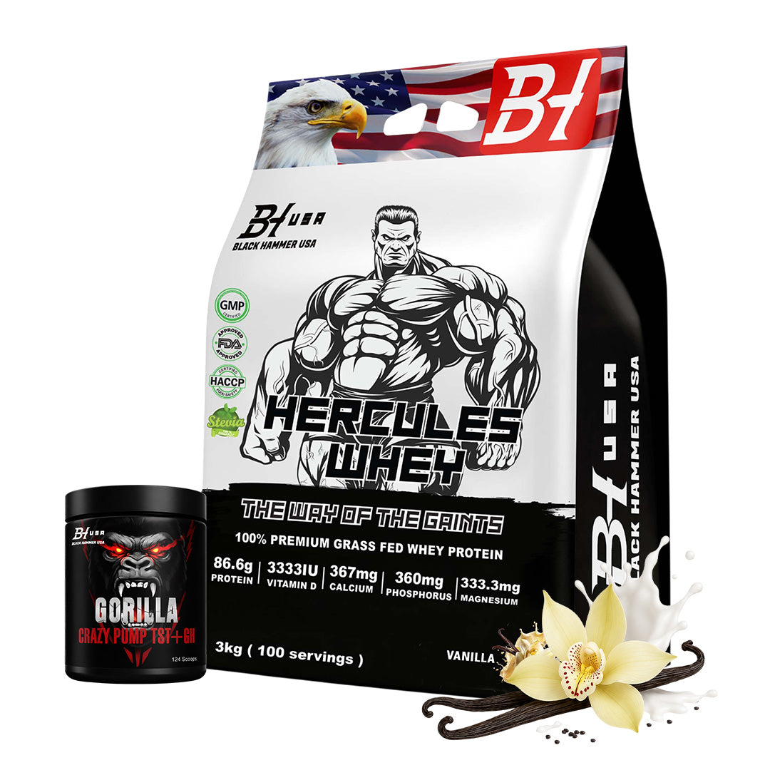 Hercules Whey 3KG + FREE Gorilla Crazy Pump Orange | All Flavours