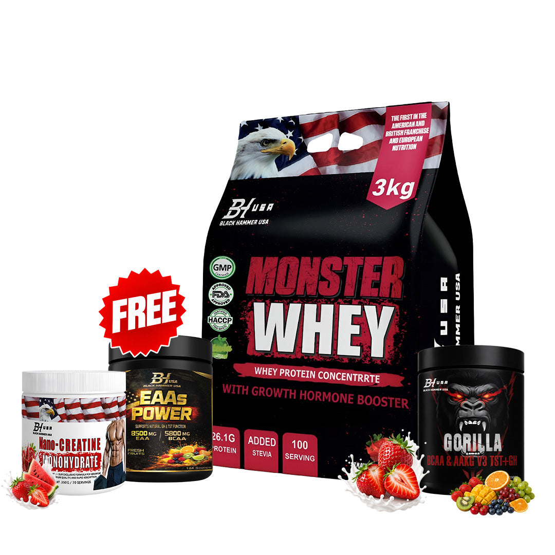 ⏳Limited-time offer | Monster Whey Protein 3KG + BCAA + Free eaas + Nano Creatine Bundle