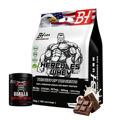 Hercules Whey 3KG + FREE Gorilla Crazy Pump Orange | All Flavours